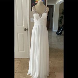 Aqua white spaghetti strap Full-Length Dress